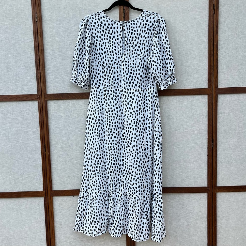 Nobody’s Child White Smudge Spot Print Selena Polka Dot Midi Dress - 12 - Picture 5 of 15